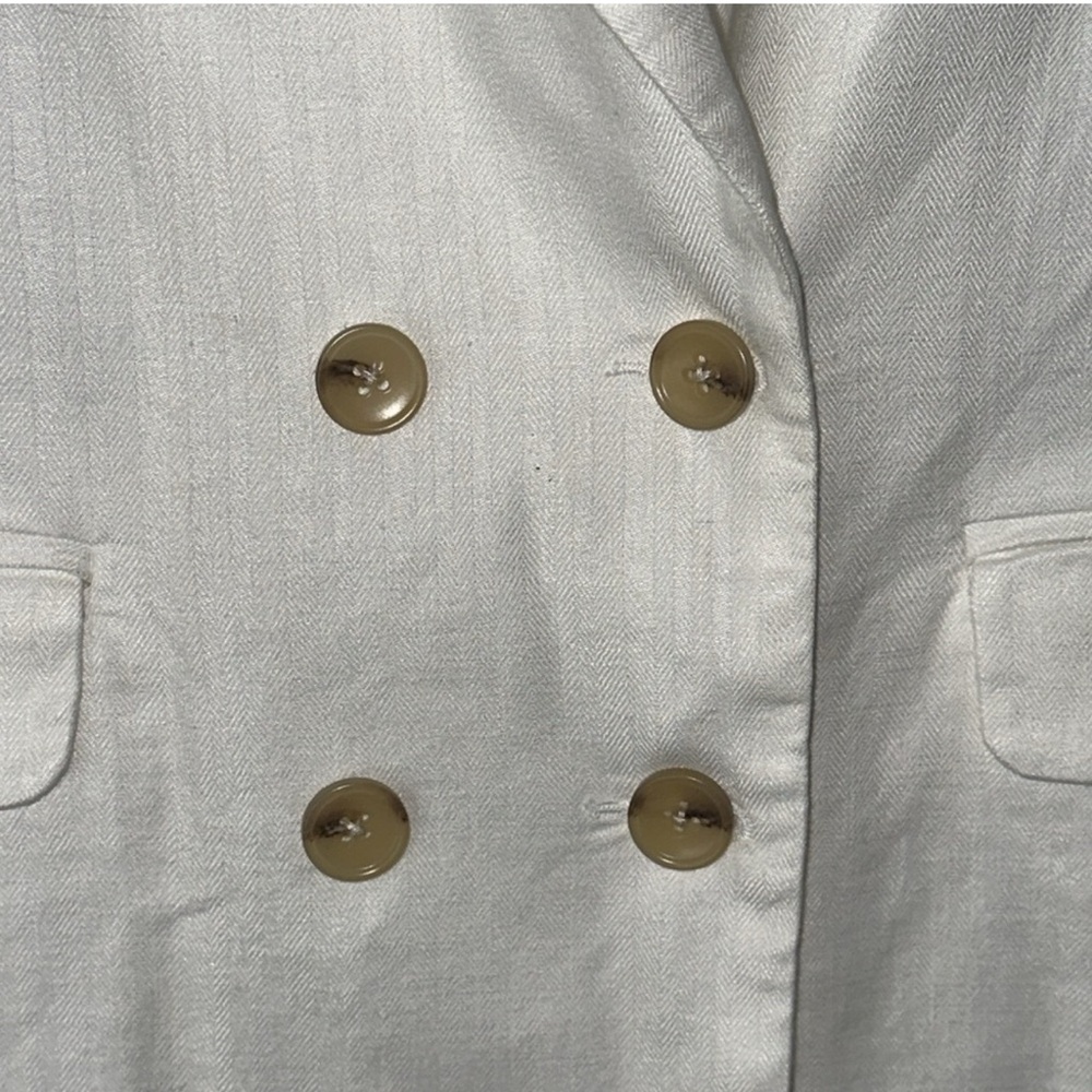 Evereve Alexa Doubke Breasted Women's White Linen Blazer Size Large - Picture 4 of 8